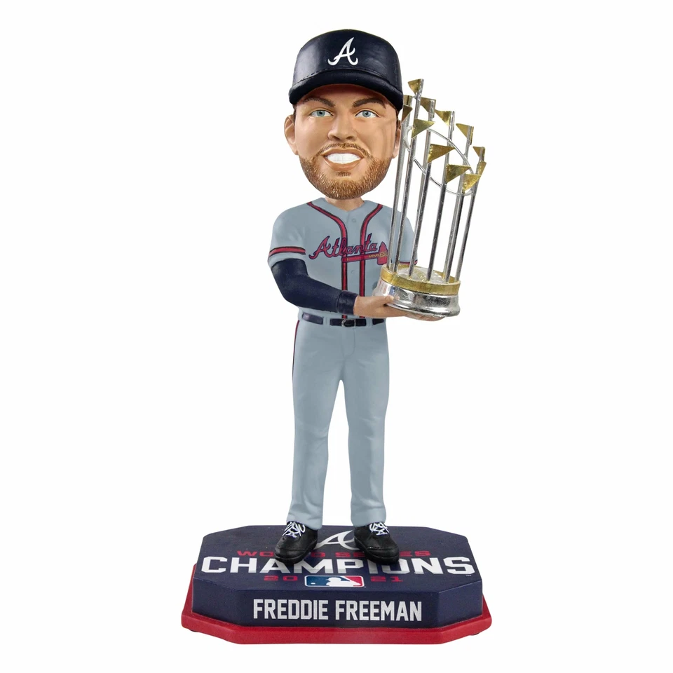 Freddie Freeman Atlanta Braves 2021 World Series Champions Road Bobblehead MLB - Image 1 of 1