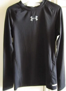 Armour UFP 30+ heatgear, fitted long sleeve jersey, boys ysm/p/ch, black - Picture 1 of 10
