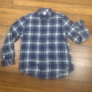 Brooks Brothers 1818 Regent Fit Blue Plaid Flannel Button Up Shirt Size Large - Picture 1 of 13