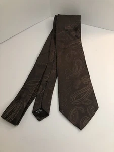 NUEVO SIN ETIQUETAS - Portafolio Perry Ellis - Corbata de cuello de seda cachemira marrón - 58" X 3,5" 370 - Imagen 1 de 10