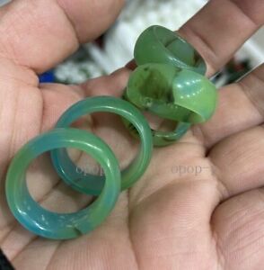 100 % natürlicher ICY grün Jade Jadeit Ring Damen Männer Band Boss Ring Größe 16-23 mm