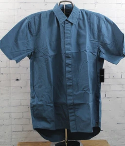 New Tavik Mens Lyndon Woven Short Sleeve Button Down Shirt Medium Midnight - Picture 1 of 1