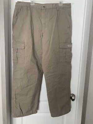 Wrangler Men Loose Fit Fleece Lined Khaki Cargo Pant Size 40 X 30 Work Wear  T21 - Image 1 of 4