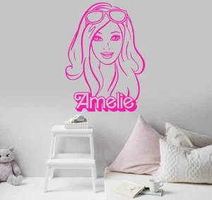 Pegatina de Pared Barbie Personalizada - Calcomanía con Nombre Personalizada para Niñas Dormitorio Guardería F - Imagen 1 de 9