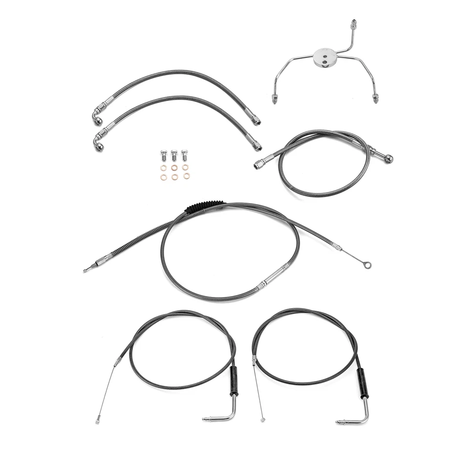 Cable de acelerador de embrague de línea de freno de manillar de 12"-14" para Harley Road Glide no ABS Foto 1 de 4