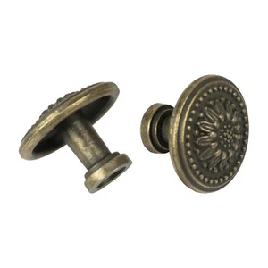 20 Pack Round Carved Bronze Cabinet Hardware knobs for Cabinets Dresser Drawers - Picture 1 of 11