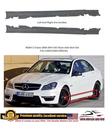 Kit de carrocería de faldones laterales C63 2008 2009 2010 2011 2012 2013 2014 juego de alerón alerón Foto 1 de 3