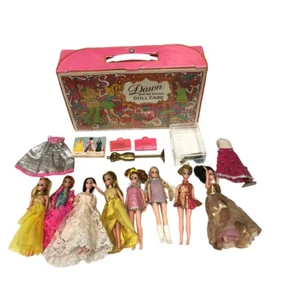 Vtg Topper Dawn and her Friends Doll Case 8 Dolls Some Clothes & Accessories - Picture 1 of 18