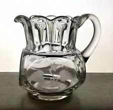 EAPG Antique U. S. Glass #15002 "NAIL" Clear Creamer Cream Pitcher, Engraved
