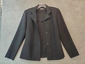 Ellen Figg Damen geknöpfte elegante Jacke Größe 6 schwarz 100 % Polyester hergestellt in den USA - Bild 1 von 19