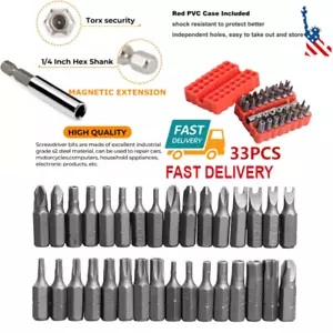 33PCS Screwdriver Bit Set Hex Head Drill Bit Set with 1/4 Extension Bit Holder - Picture 1 of 7