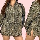Vintage 90s snake skin print button down long sleeve collared shirt 