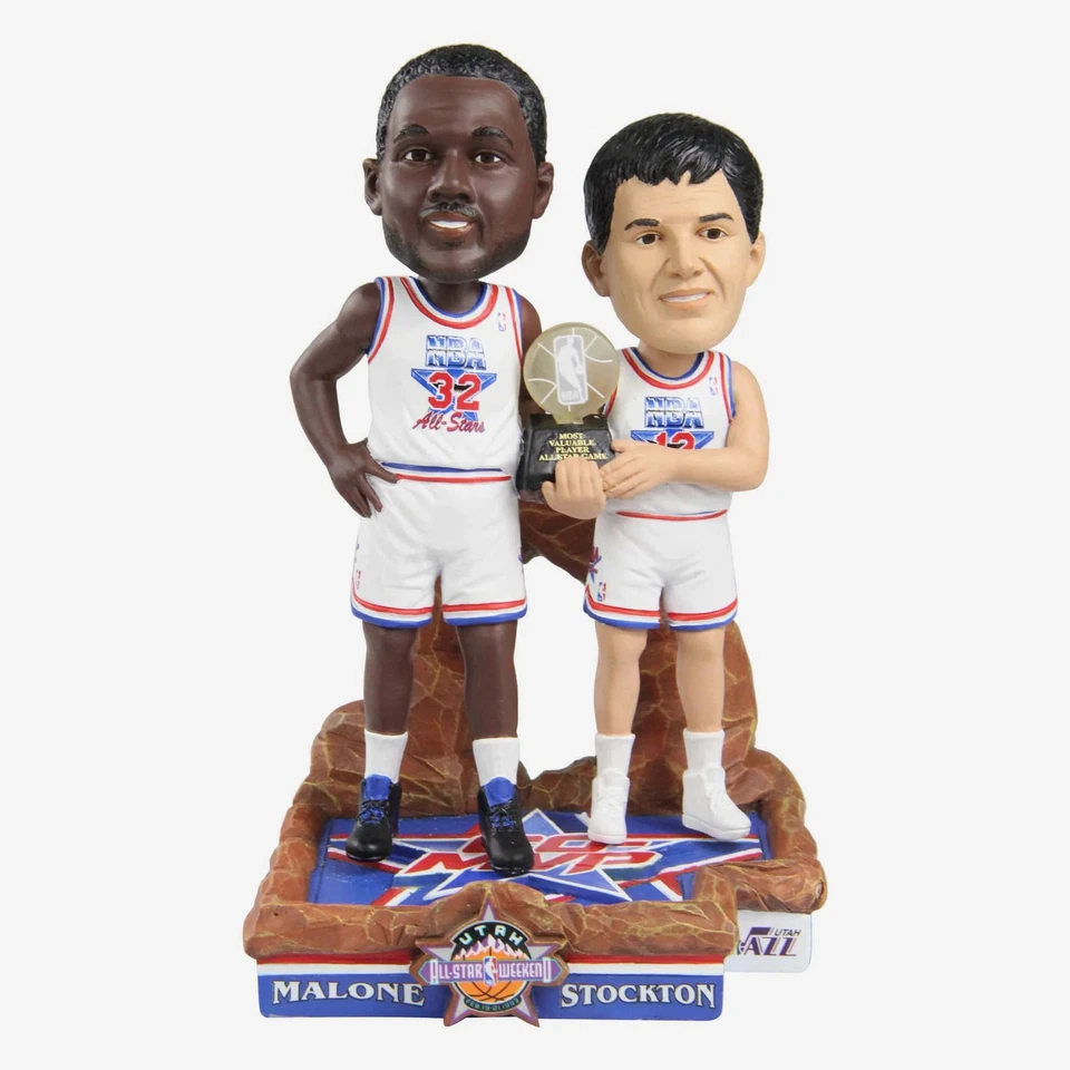 Karl Malone John Stockton Utah Jazz 1993 NBA All-Star Game MVP Dual Bobblehead - Image 1 of 1