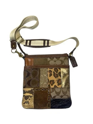 Bolso Bandolera Coach Y2K Marrón Estampado Animal Parche Trabajo Pequeño Cartera Años 2000 Moda  Foto 1 de 4