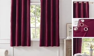 Curtains 63 inch Length- Living Room Red 52"W x 63"L (Pack of 2) Burgundy - Picture 1 of 7