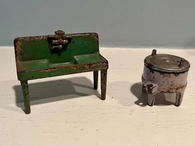 1930 Kilgore Casa de Bonecas Ferro Fundido Pia de Cozinha Máquina de Lavar Lote Vintage Arcade - Imagem 1 de 4