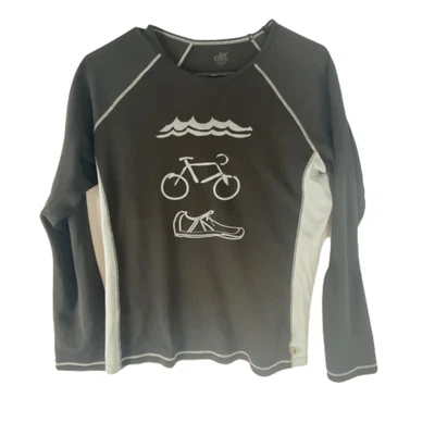 Top Alo Yoga CoolFit para mujer grande negro gráfico manga larga entrenamiento triatlón Foto 1 de 4