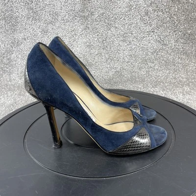 Jimmy Choo Tacones Mujer Talla 36.5 EU 6 US Bomba Azul Gamuza Punta abierta Stiletto Foto 1 de 4