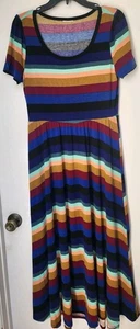 Women's Multicolor Striped Short Sleeve T-Shirt Dress Size M - Picture 1 of 2