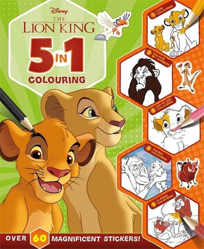 Disney The Lion King: 5 in 1 Colouring by Walt Disney Paperback Book - Image 1 of 1