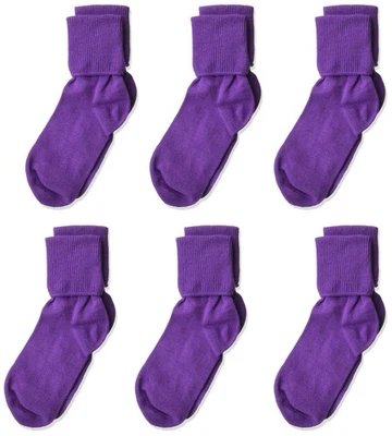 Paquete de 6 pares de calcetines sin costuras con puño giratorio para niñas, púrpura, (BBMP2263), 12-24 meses... Foto 1 de 2