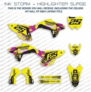 Graphics Kit for Honda CRF450R CRF 450R (2021-2024) Ink Storm – Highlight Surge - Foto 1 di 7