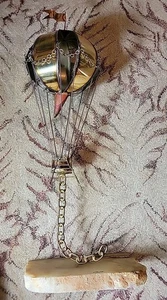 VINTAGE Signed DeMott Hot Air Balloon Birds Sculpture -Brass Onyx Base 28" - Picture 1 of 12