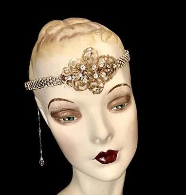 Art Nouveau, aleta decorativa eduardiana de diamantes de imitación de los años 20, diadema, tocado Foto 1 de 4