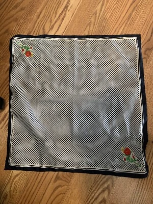 Bolinhas vintage exclusivas retrô quadradas marinhas com borboleta rosa vermelha 19,5" - Imagem 1 de 4