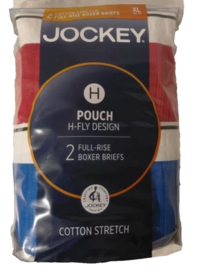 Calzoncillos boxer Jockey para hombre XL 40-42 2 paquetes tiro completo diseño H mosca azul rojo 1146 Foto 1 de 3