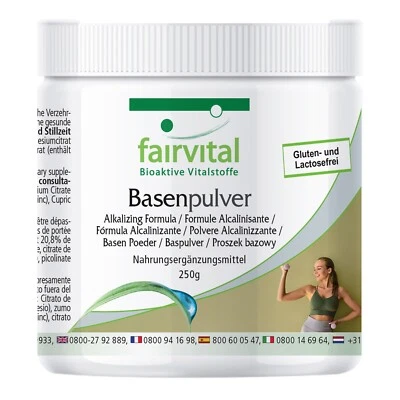 Basenpulver 250 g basische Mineralstoffe, Säure-Basen-Haushalt, VEGAN, fairvital - Bild 1 von 4