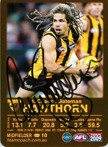 Signed 2009 Hawthorn Hawks AFL TeamCoach Card - Chance Bateman - Picture 1 of 3