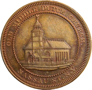 Antigua ficha de iglesia holandesa media alrededor de 1860-1862 de G.H. Lovett (03389) - Imagen 1 de 8