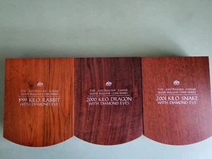 Set Of Australian Lunar 1kg Silver Bullion Coin Series With Diamond Eye 12 Coins - Picture 1 of 8