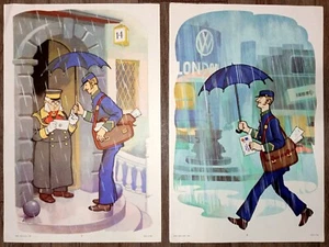 Mail. Soviet poster. 2 posters from 1981. London. Postmen in London. Soviet mail - Picture 1 of 6