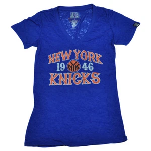 NBA Unk New York Knicks Women Ladies Burnout Rhinestone VNeck Tshirt Tee  - Picture 1 of 1
