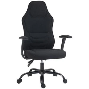 DecHome Sedia da Gaming con Supporto Lombare Girevole in Tessuto Nero 0BKW111F - Foto 1 di 9