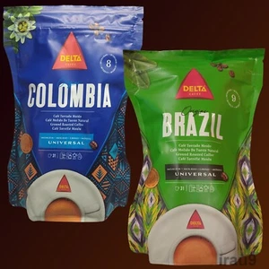 Ground Coffee, Colombia and Brazil, 2x 220g Total 440g, Delta Portugal - Picture 1 of 8