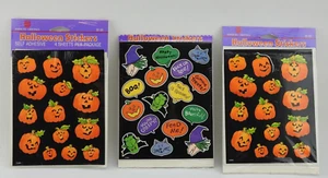 Vintage Halloween Stickers Lot Pumpkins Witch Dracula 9 Total Sheets - Picture 1 of 3