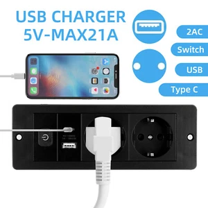 Einbausteckdose Versenkbare Schreibtisch Steckdose Tischsteckdose 2-FACH USB A+C - Bild 1 von 16