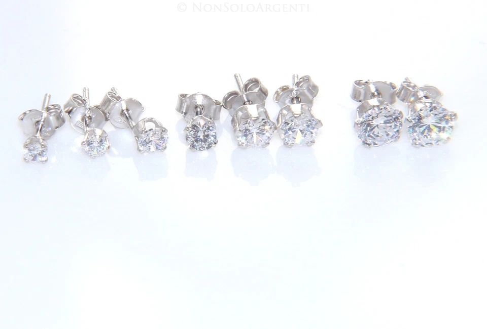 ORECCHINI ARGENTO 925 Rod ORO BIANCO UOMO DONNA PUNTO LUCE ZIRCONE COPPIA 1 PAIO - Immagine 1 di 1