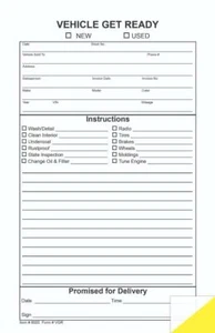 Automotive Vehicle Get Ready Form / 2 Part Carbonless / #8005 Form VGR / TMG060 - Imagen 1 de 1