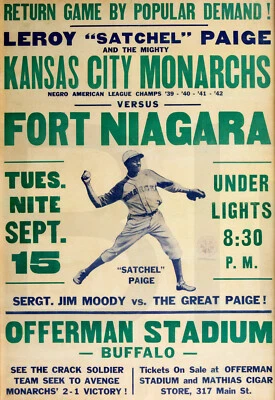 1942 Negro League Broadside with Satchel Paige Poster 13 x 19" Photo Print