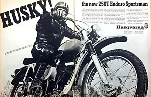 Foto moto sportiva enduro Husqvarna 250T 1968 "HUSKY!" annuncio stampa vintage - Foto 1 di 1