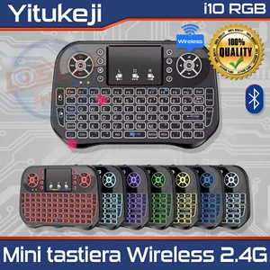 Mini Tastiera Wireless i10, 7 Colori Retroilluminata con Air Mouse Touchpad 2.4G - Bild 1 von 6