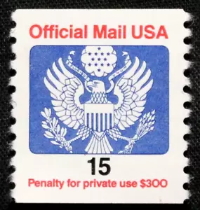 Estampillas de EE. UU. Scott #O138A - 1988 15 ¢ Gran sello sello sello estampilla de bobina de correo oficial GR28 - Imagen 1 de 1