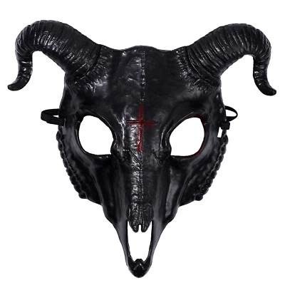 Mascarada para hombre Halloween horror cabra cara completa máscara de miedo para teatro Pascua Foto 1 de 4