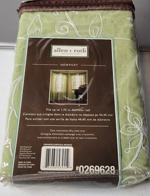 Allen Roth Cortinas 50 pulgadas X 96 pulgadas Algodón Bordado Transparente Tab Paneles Verde Lt Nuevo Foto 1 de 2