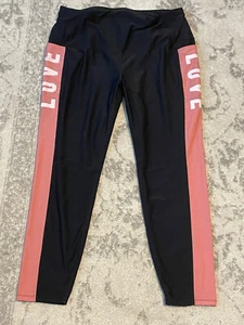 Jogginghose Sweatpants Damen Größe L rosa schwarz "LOVE" mit Elasthan - Bild 1 von 9