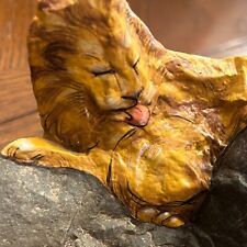 Hand Painted ROCK ART  LION   Nature-Made Sculpture NOT CARVED Artist Pam Thayer